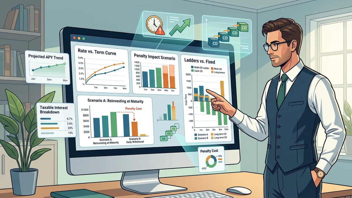 CD early withdrawal penalty comparison chart by bank and term length