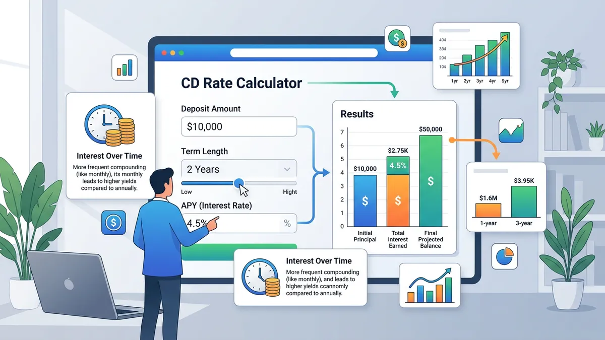 CD interest growth chart showing compound interest accumulation over different term lengths