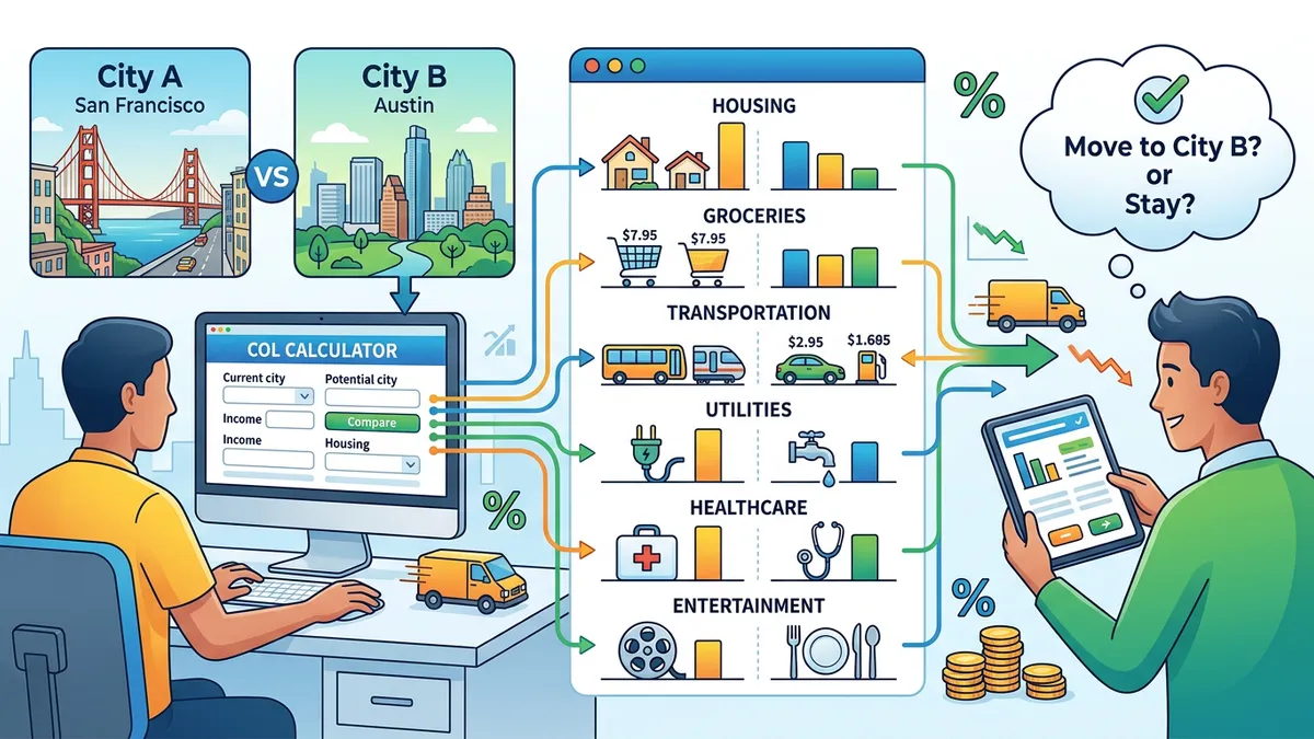 Cost of living index map showing high and low cost regions across the United States