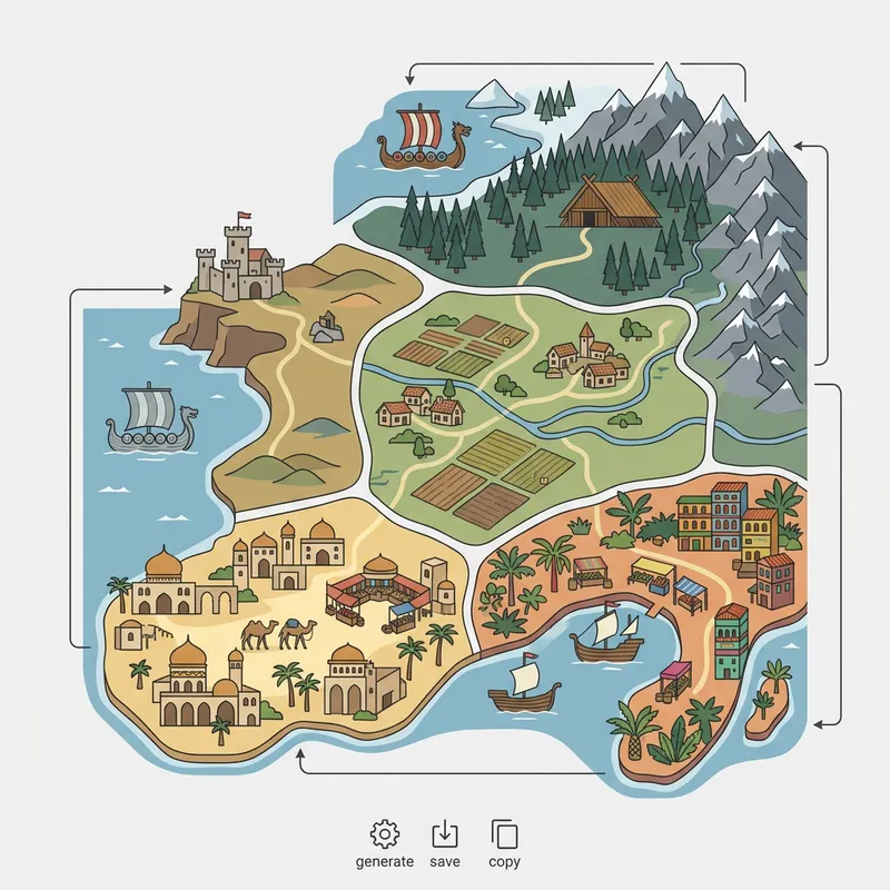 Map showing Forgotten Realms human cultures and their naming regions across Faerûn