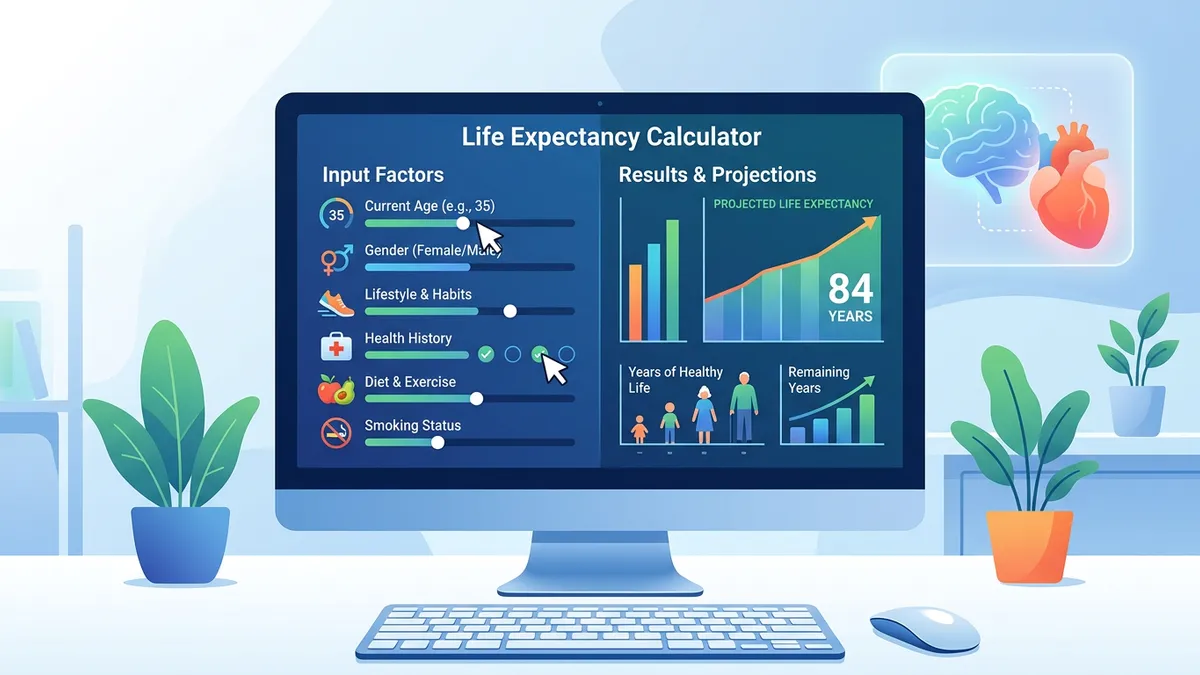 Life expectancy table by age and sex showing remaining years from SSA actuarial data