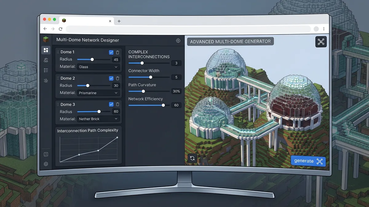Building a Minecraft dome layer by layer from the base upward