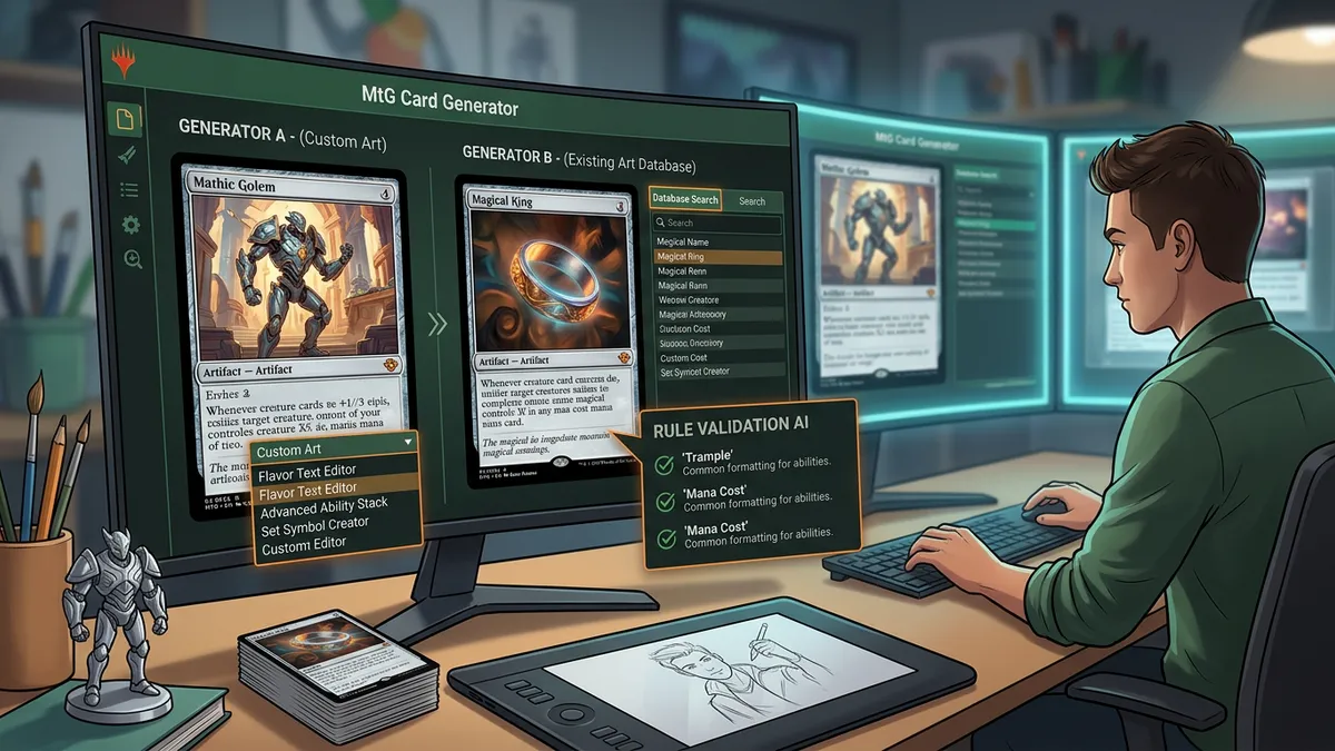 Custom MTG proxy card examples showing different frames and rarities