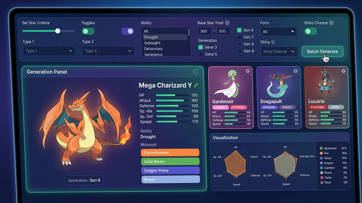 Pokémon team building with type coverage analysis