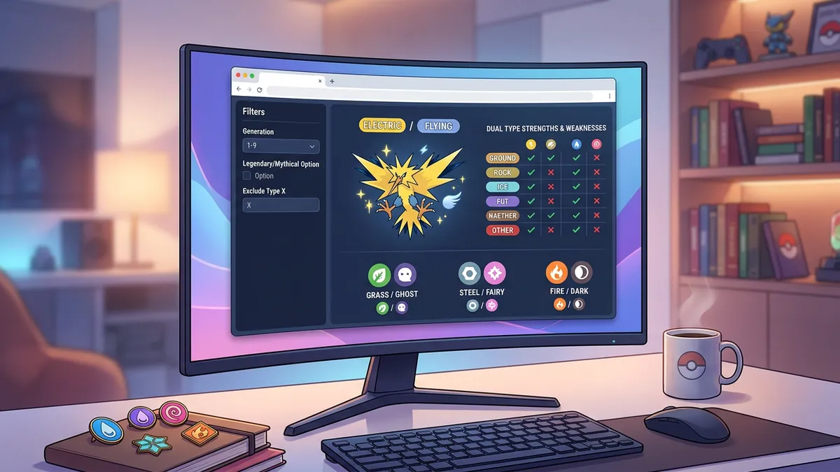 Dual type combination analysis with weakness and resistance calculations