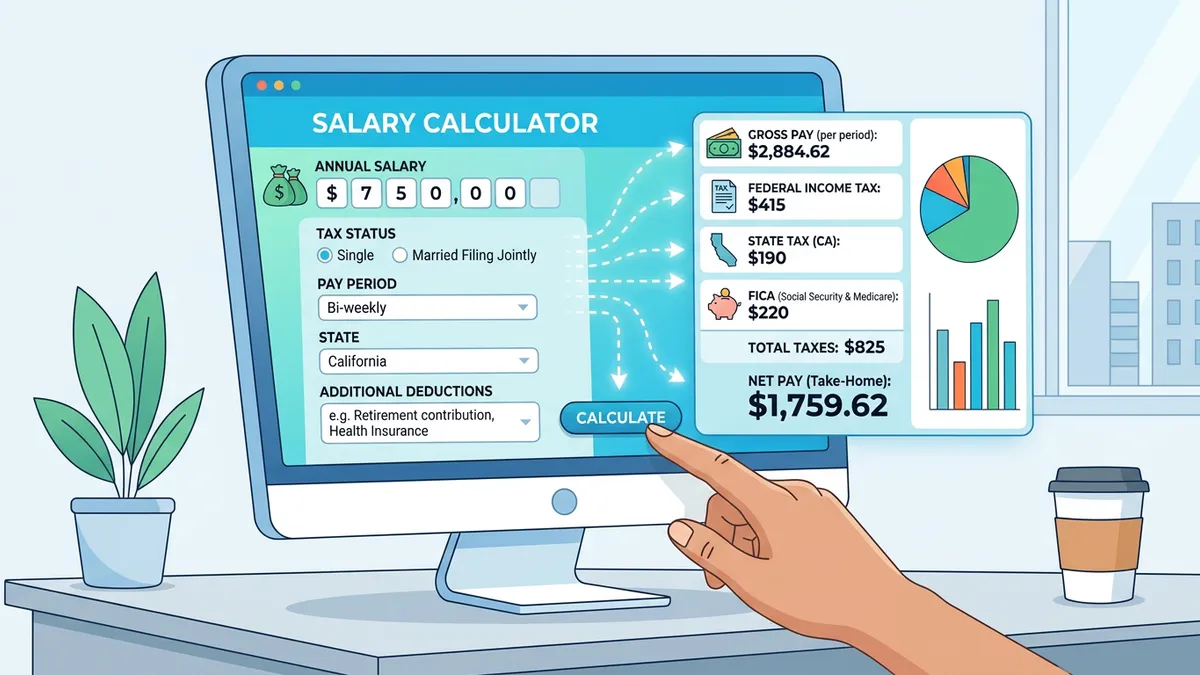 Salary conversion chart showing how annual salary breaks down into hourly, weekly, biweekly, and monthly amounts