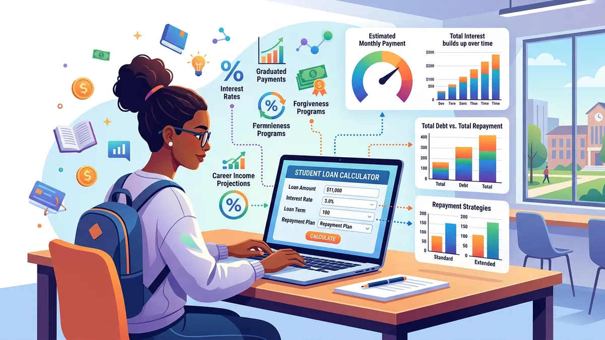 Student loan repayment plan comparison chart showing monthly payments and total cost