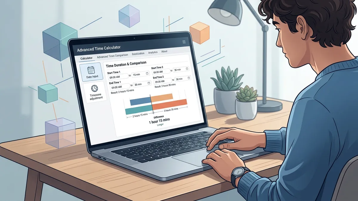 Time between calculator showing duration calculations for various daily scenarios